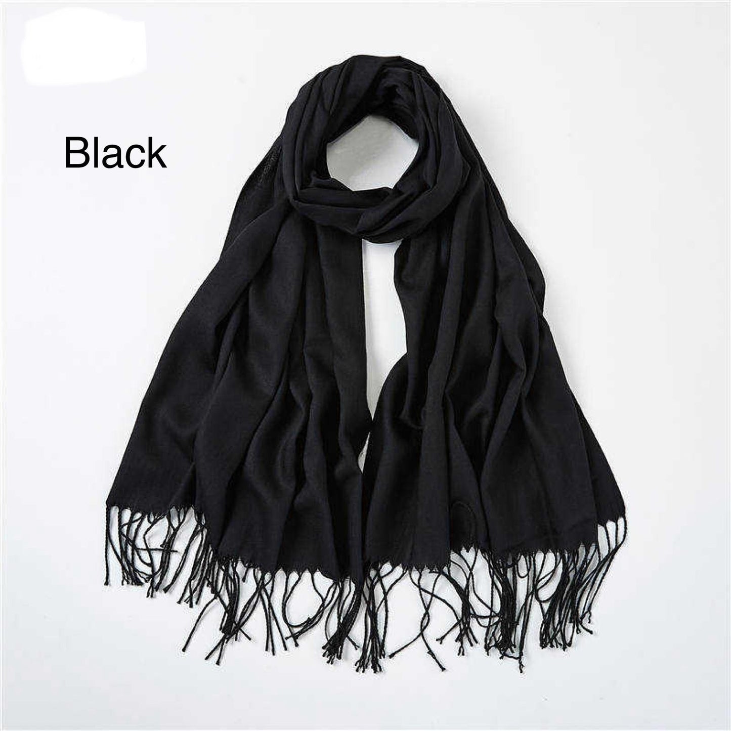 Cashmere Scarf Solid Color Thickening Pashmina Tassel Wrap Shawl For Women