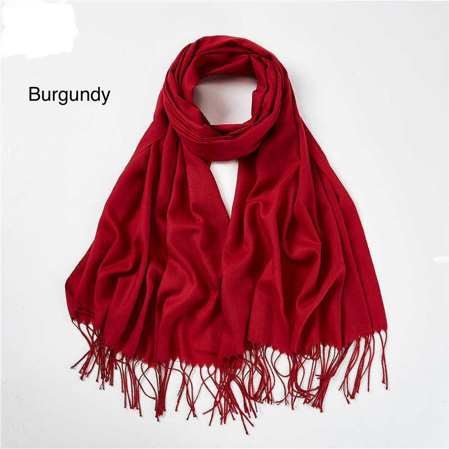 Cashmere Scarf Solid Color Thickening Pashmina Tassel Wrap Shawl For Women