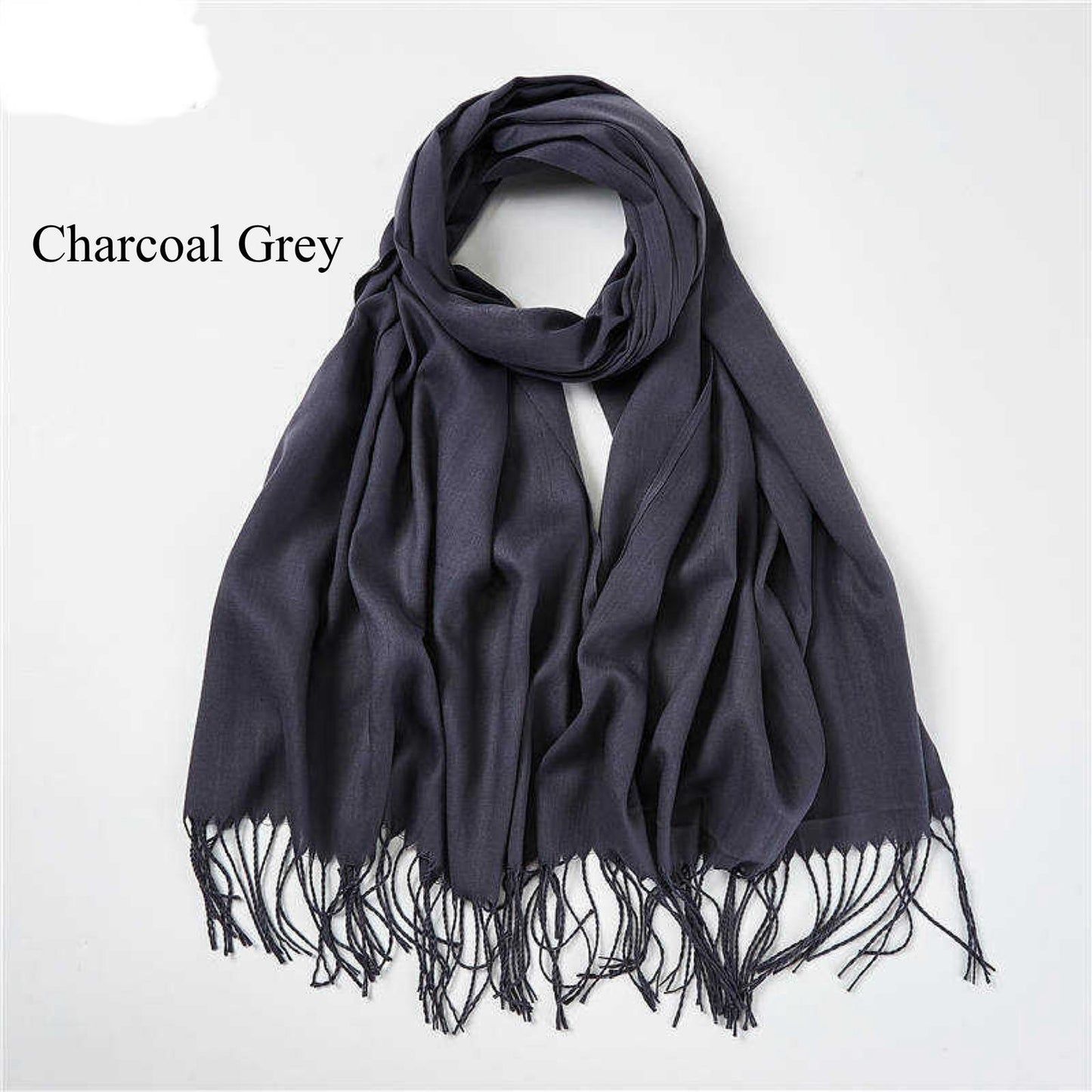 Cashmere Scarf Solid Color Thickening Pashmina Tassel Wrap Shawl For Women
