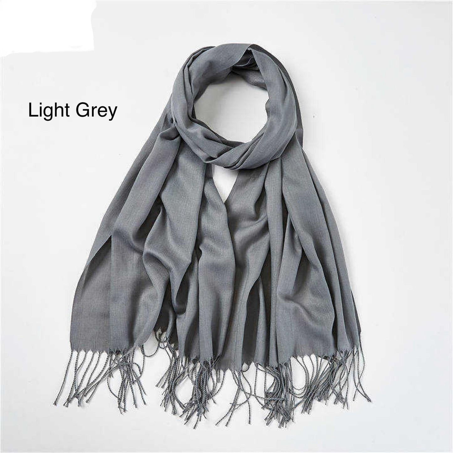 Cashmere Scarf Solid Color Thickening Pashmina Tassel Wrap Shawl For Women