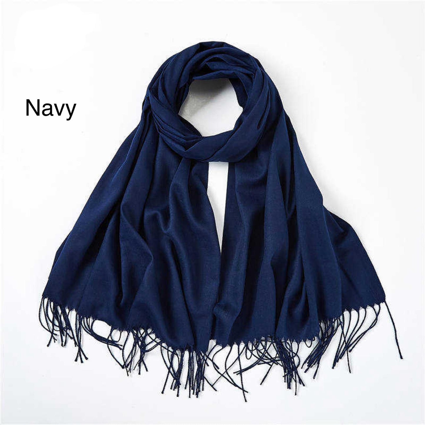 Cashmere Scarf Solid Color Thickening Pashmina Tassel Wrap Shawl For Women