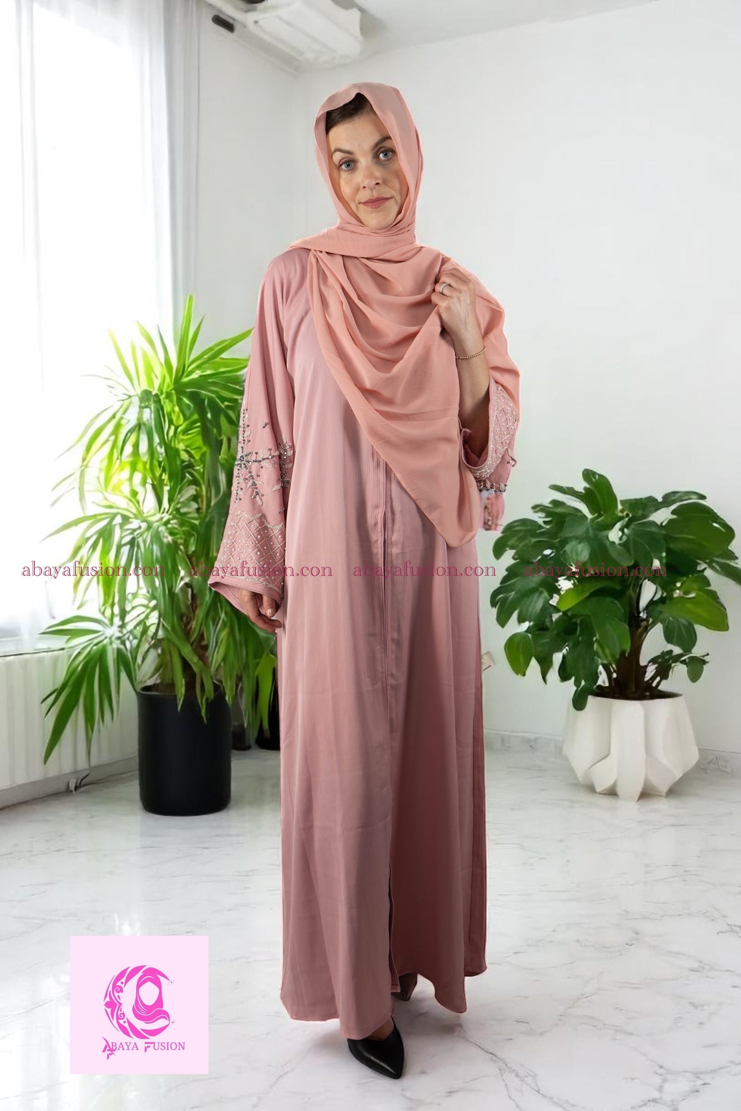Handwork Blush pink abaya
