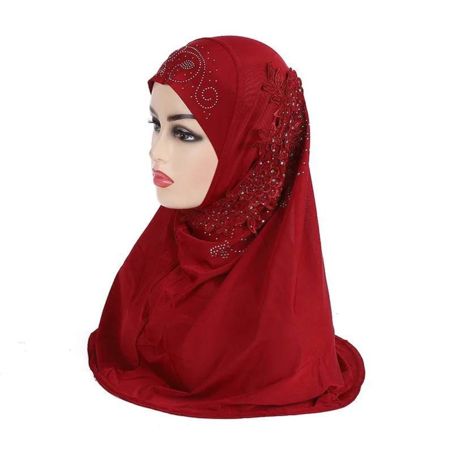 Trendy High Quality Jersey Lace Hijabs for 6-10 Years Old Muslim Kids