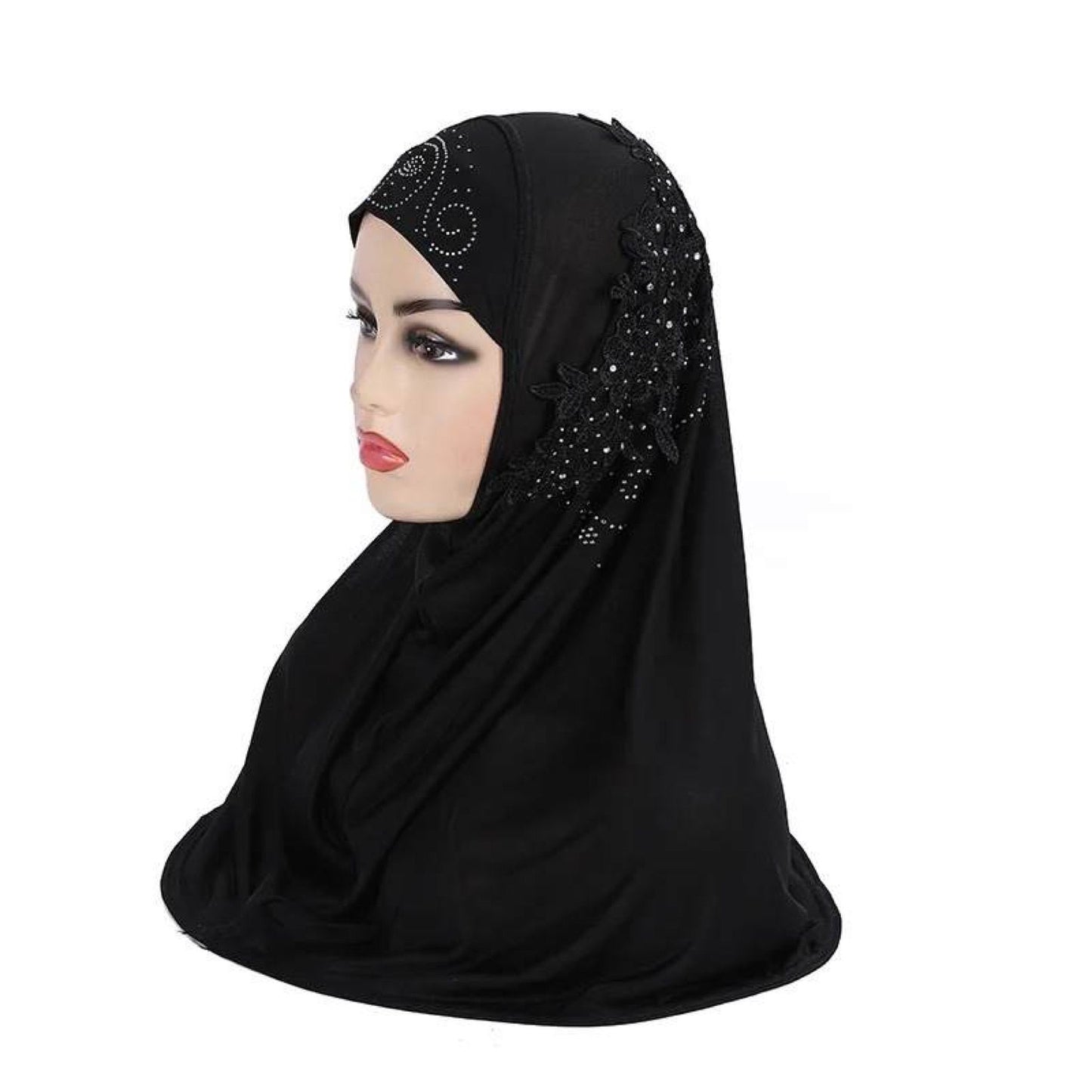 Trendy High Quality Jersey Lace Hijabs for 6-10 Years Old Muslim Kids