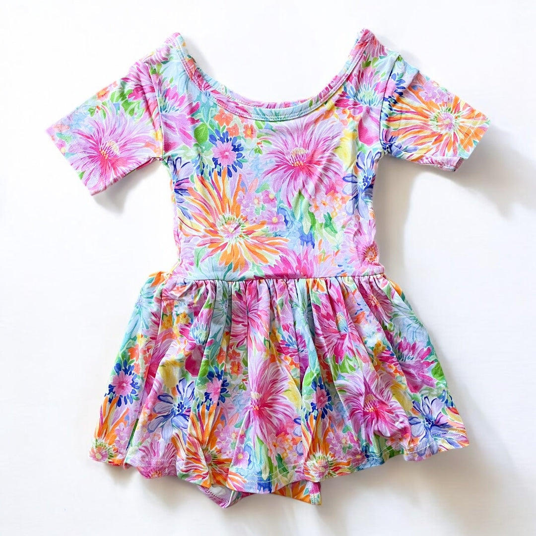 Bamboo Neon Floral Bodysuit Dress