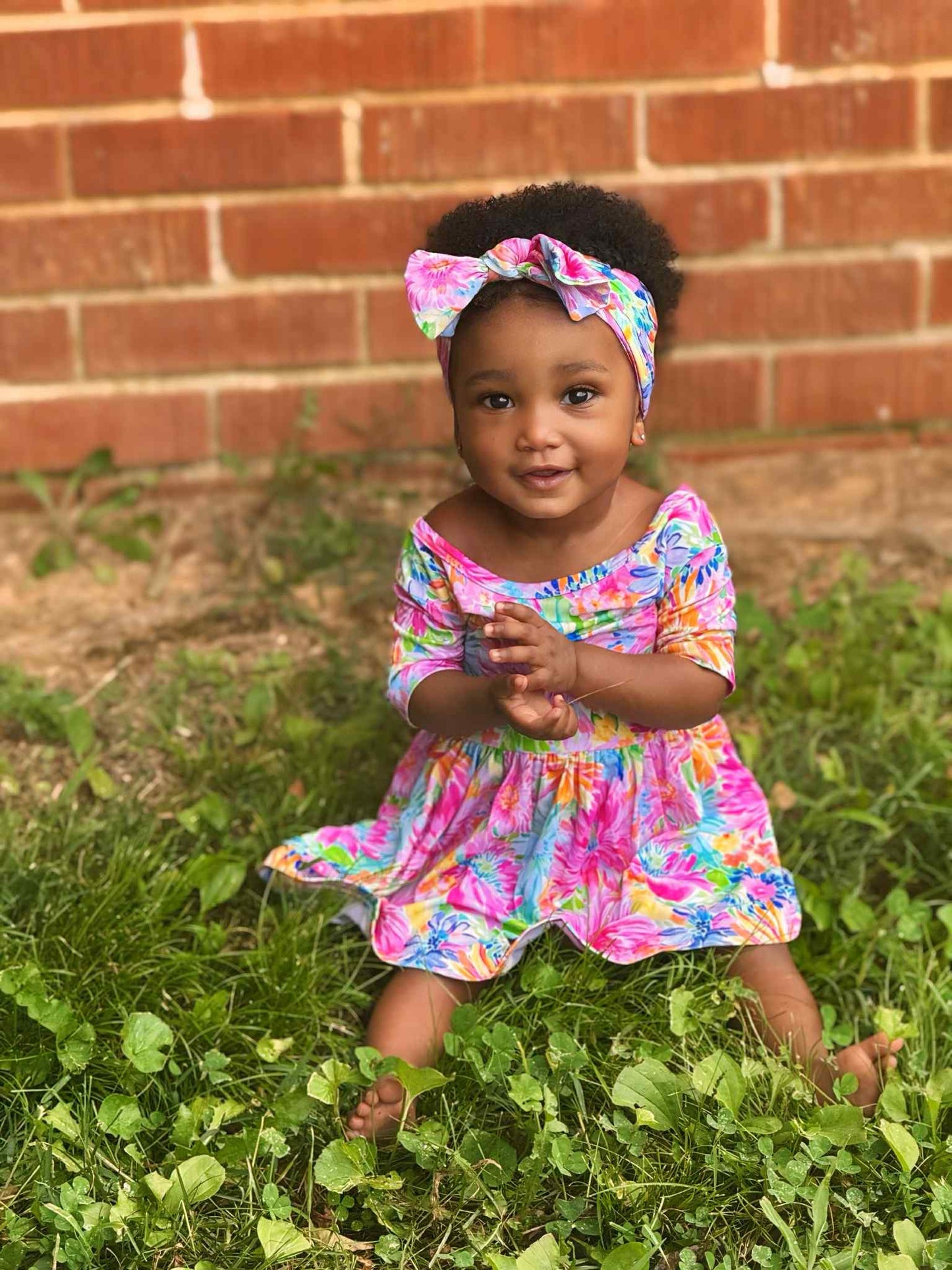Bamboo Neon Floral Bodysuit Dress