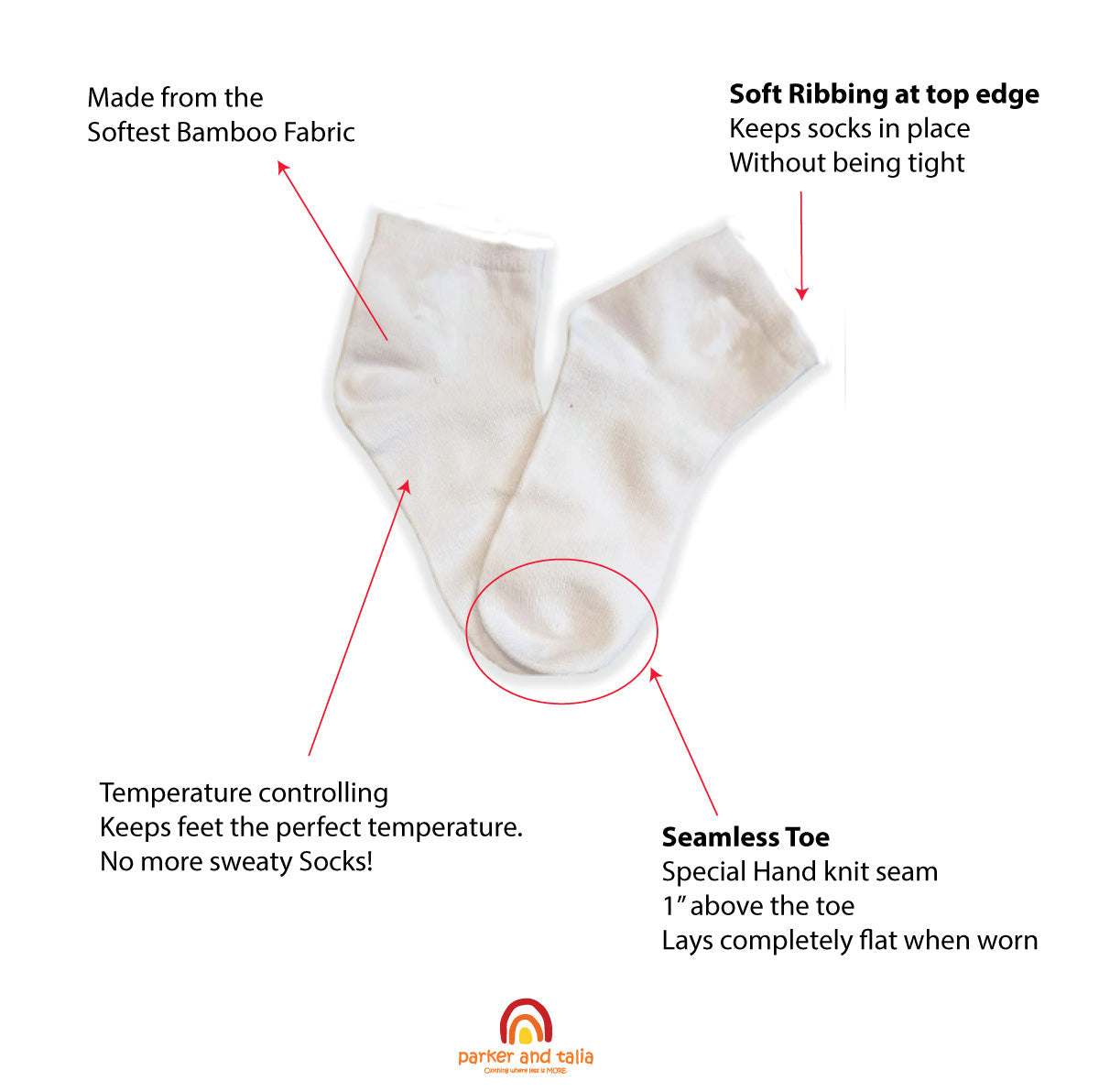 ANKLE 5-Pack Seamless Toe Socks - Great for Sensory Sensitivities