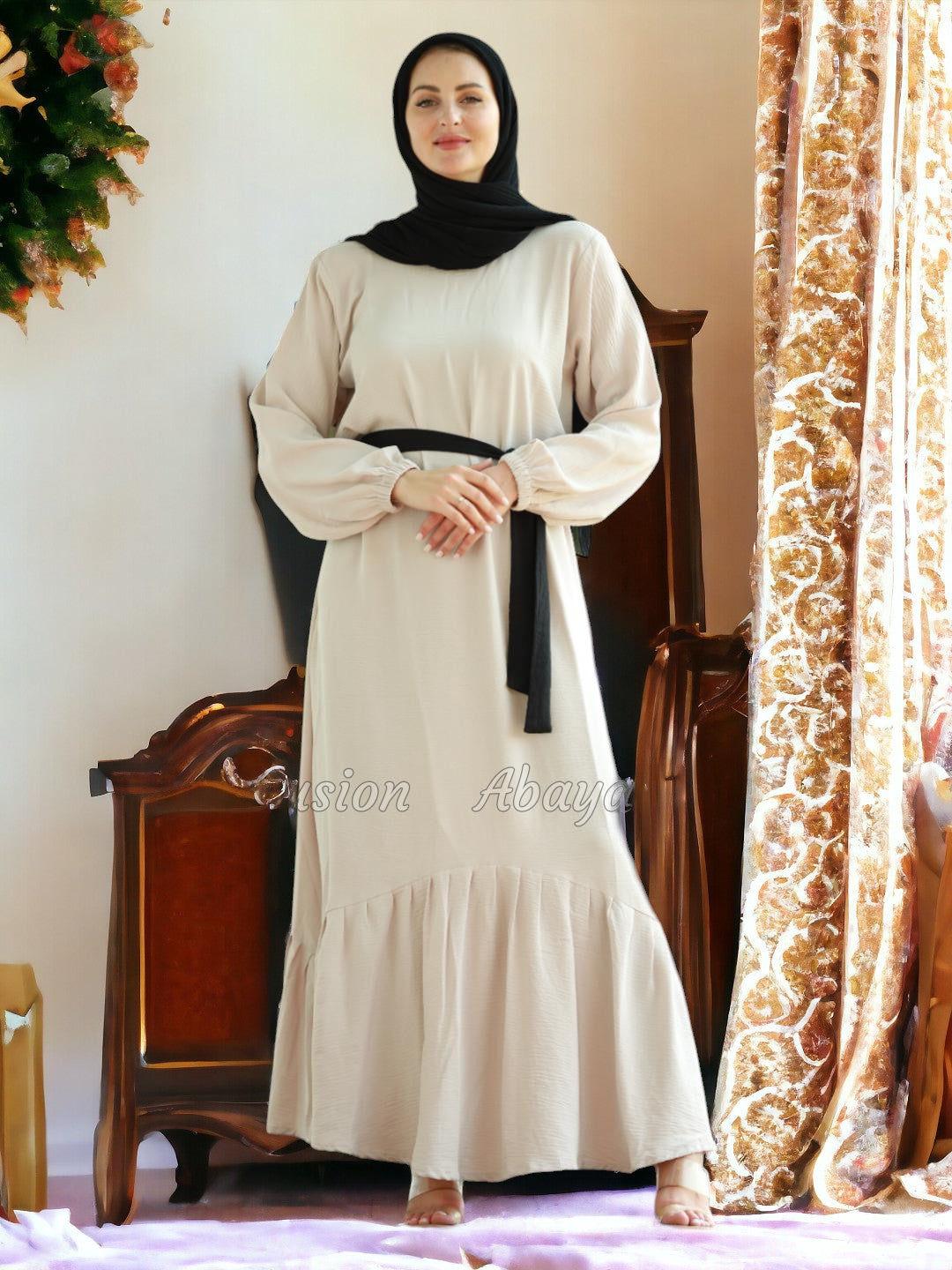Long Dress With Belt | Abaya Fusion Long Dress With Belt | Abaya Fusion
