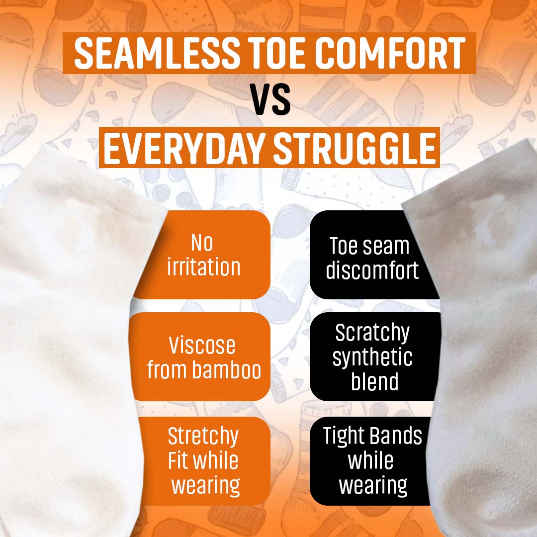 ANKLE 5-Pack Seamless Toe Socks - Great for Sensory Sensitivities