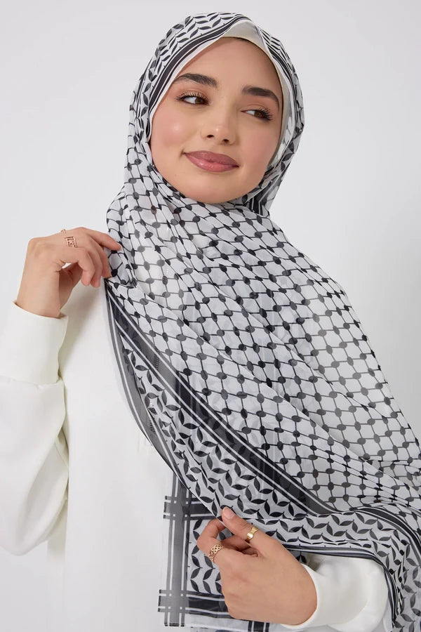 Kuffiyeh Printed Chiffon Hijab