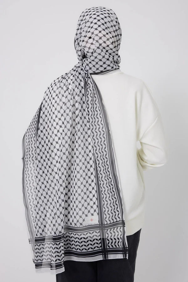 Kuffiyeh Printed Chiffon Hijab