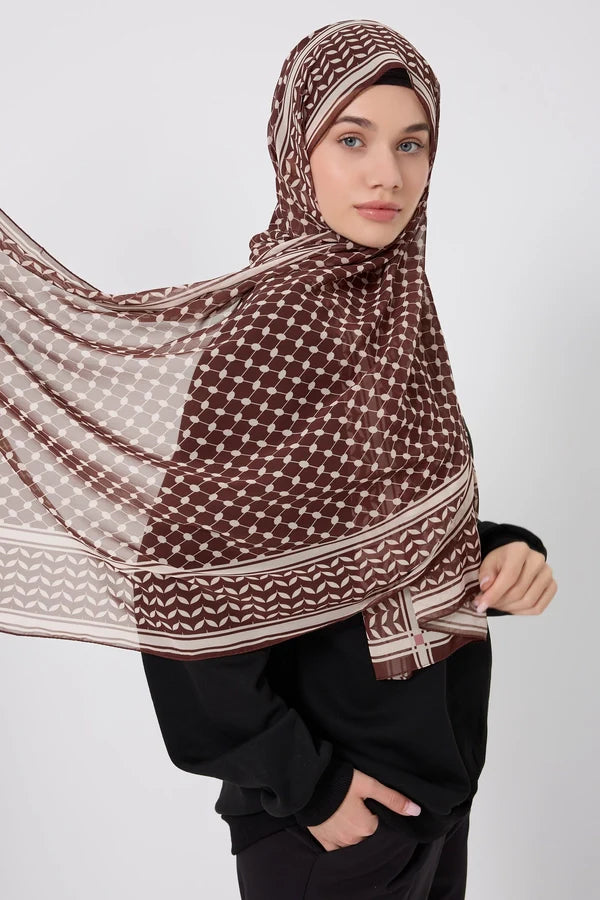 Kuffiyeh Printed Chiffon Hijab