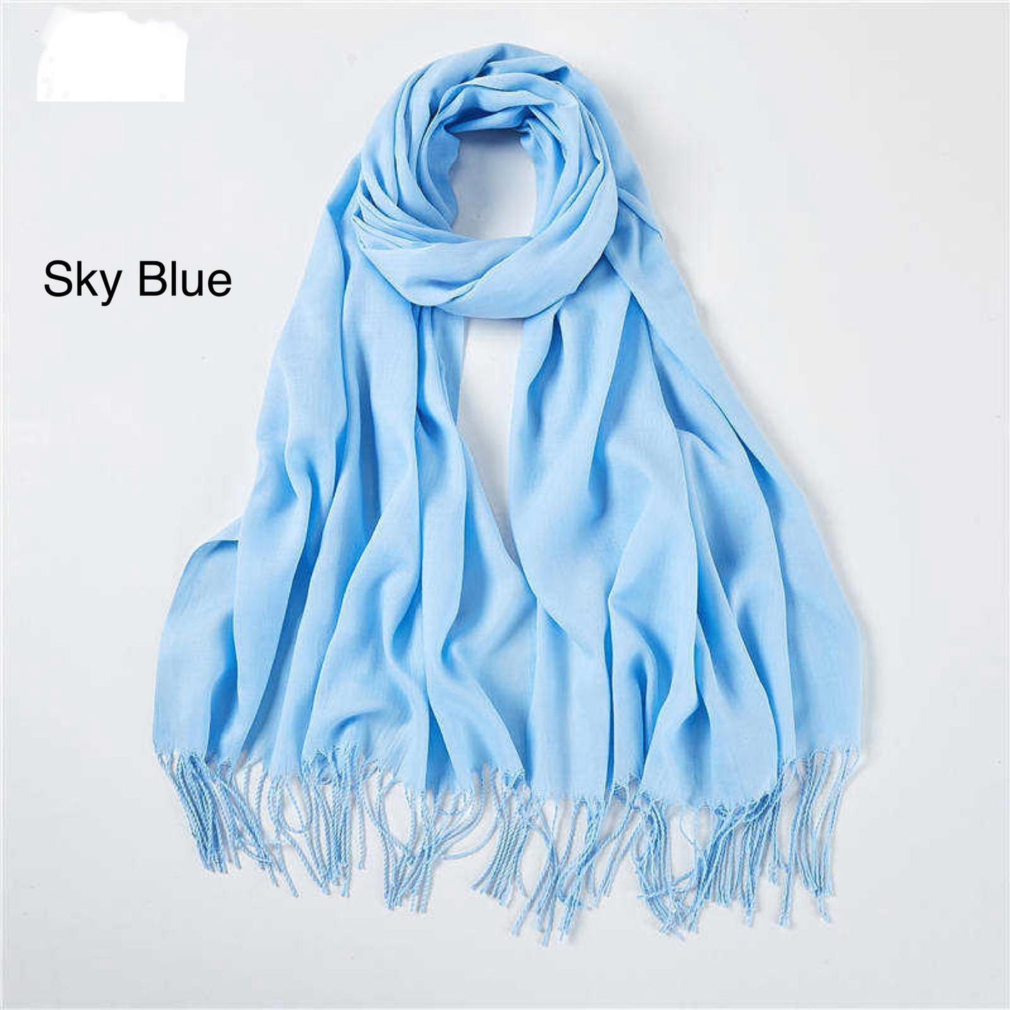 Cashmere Scarf Solid Color Thickening Pashmina Tassel Wrap Shawl For Women