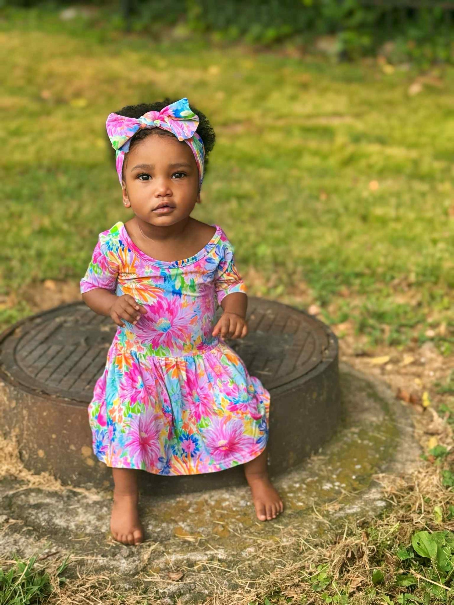 Bamboo Neon Floral Bodysuit Dress