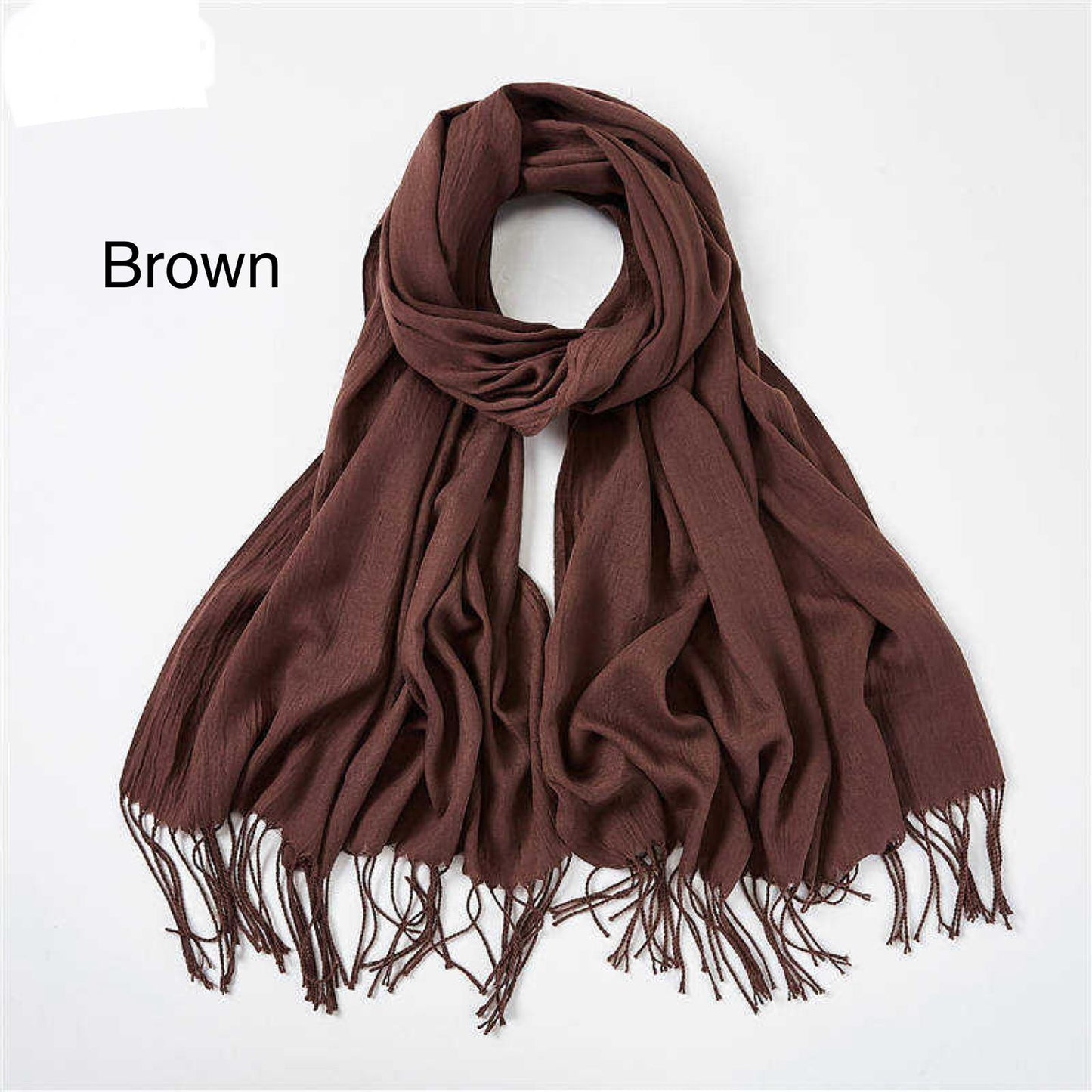 Cashmere Scarf Solid Color Thickening Pashmina Tassel Wrap Shawl For Women