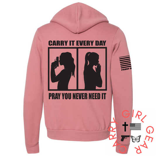 CARRY & PRAY Zippered Hoodie