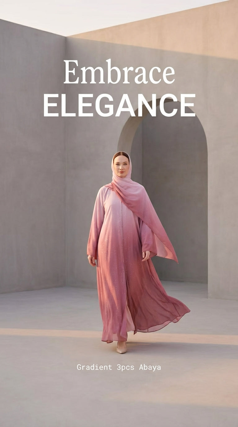 Gradient 3pcs abaya