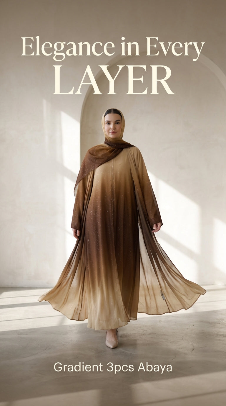 Gradient 3pcs abaya