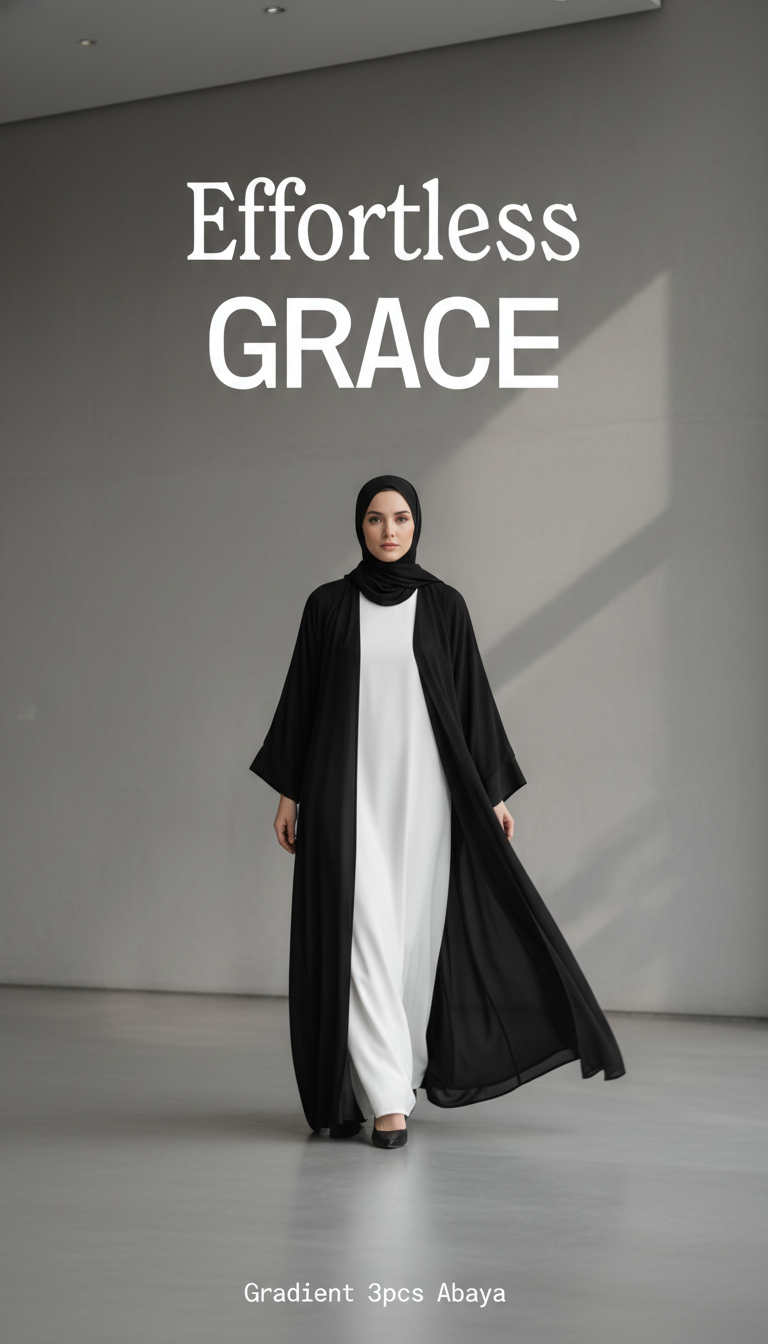 Black Metallic reversible Open Abaya