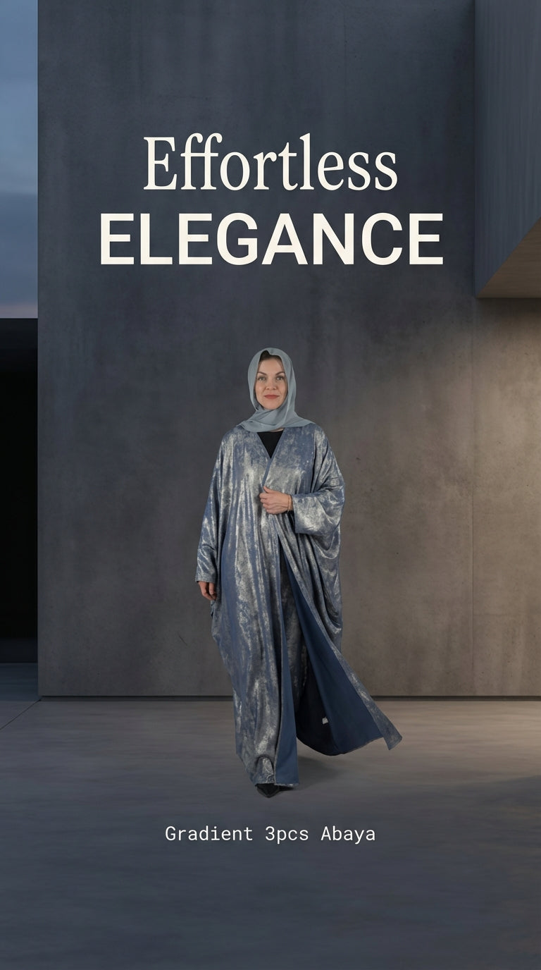 Dark Blue Metallic reversible Open Abaya
