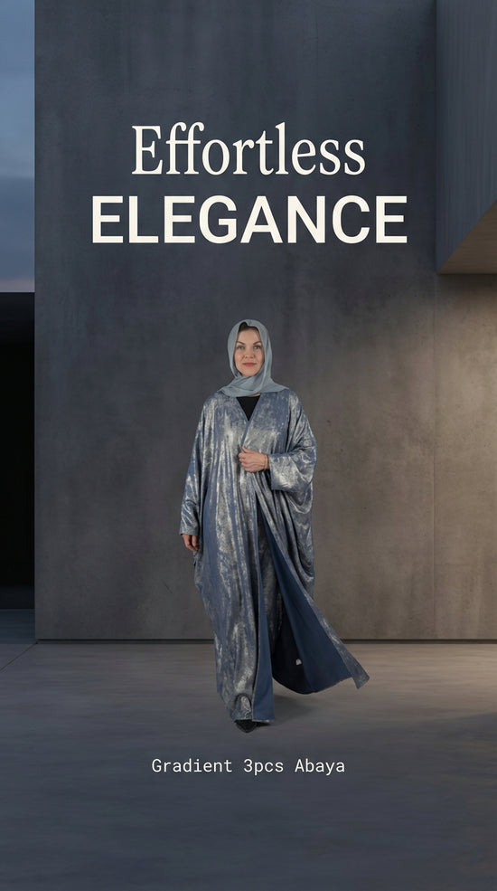 Dark Blue Metallic reversible Open Abaya