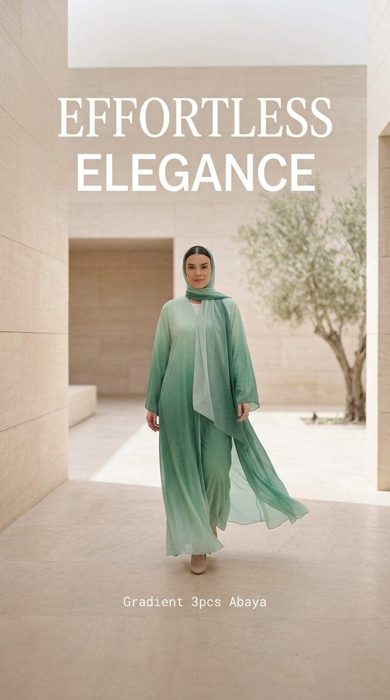 Gradient 3pcs abaya