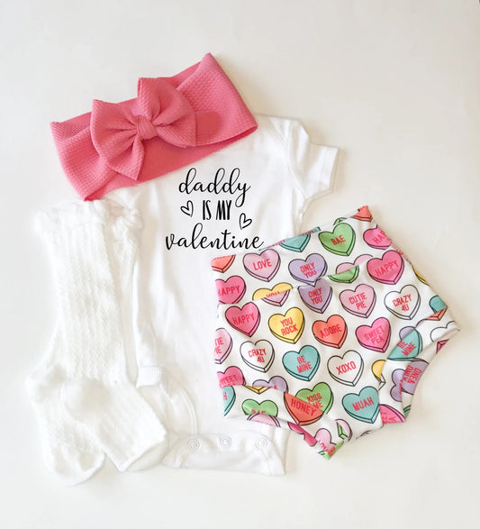 Daddy is my Valentine Conversation Heart Bummies Set