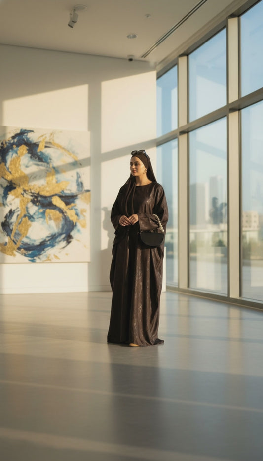 Print satin kaftan abaya